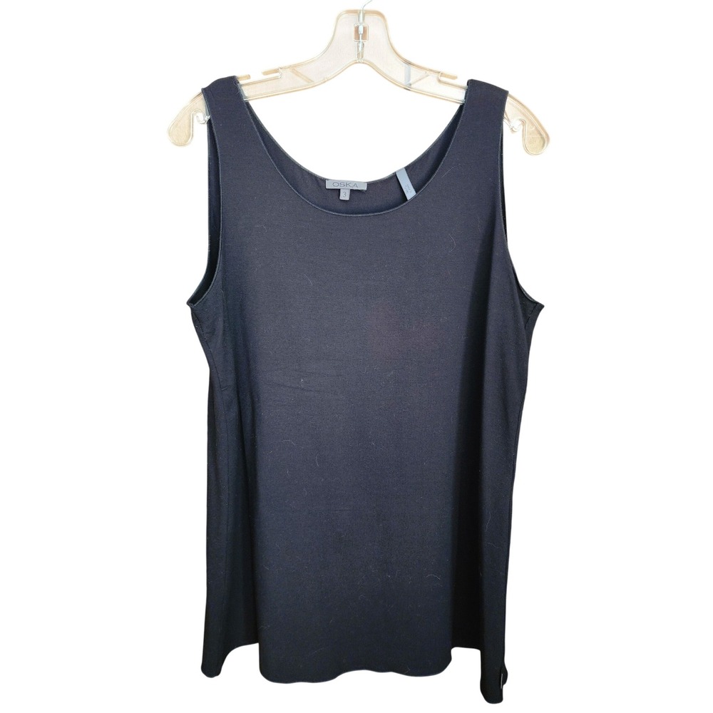 Oska Black Sleeveless Round Neck Jersey Tank Top Size 3 L